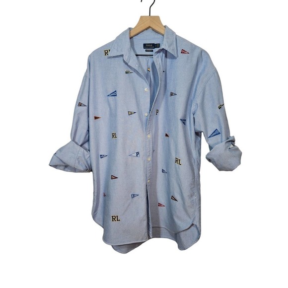 Polo Ralph Lauren Other - Polo Ralph Lauten Men's Boyfriend Fit Varsity Pennant Flag Oxford Shirt Large